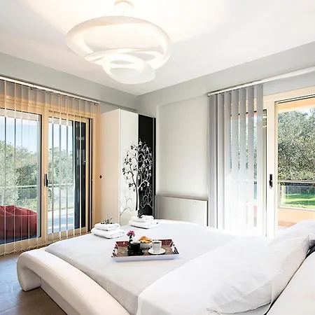 Willa Contemporary Corfu Retreat 3 Bedrooms Girasole Artful Decor Lush Garden Tranquil Setting
